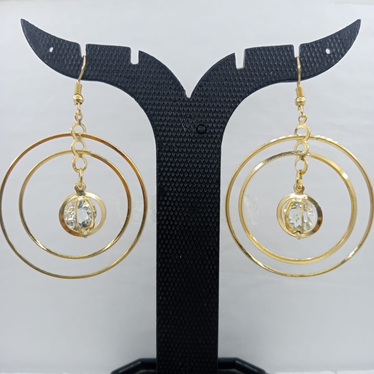 Women's Plated Round Dangling Earrings (Golden)